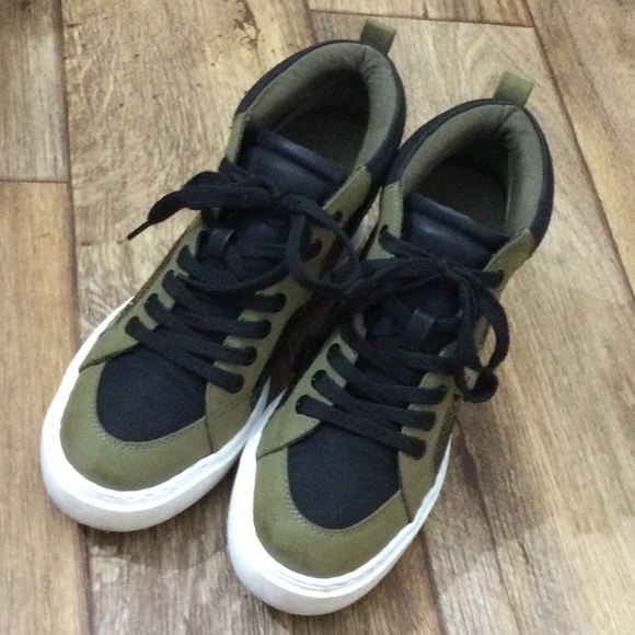 Mix No. 6 Olive/Black/Army Sequin Heel Sneaker Woman Size 8 - Picture 1 of 9